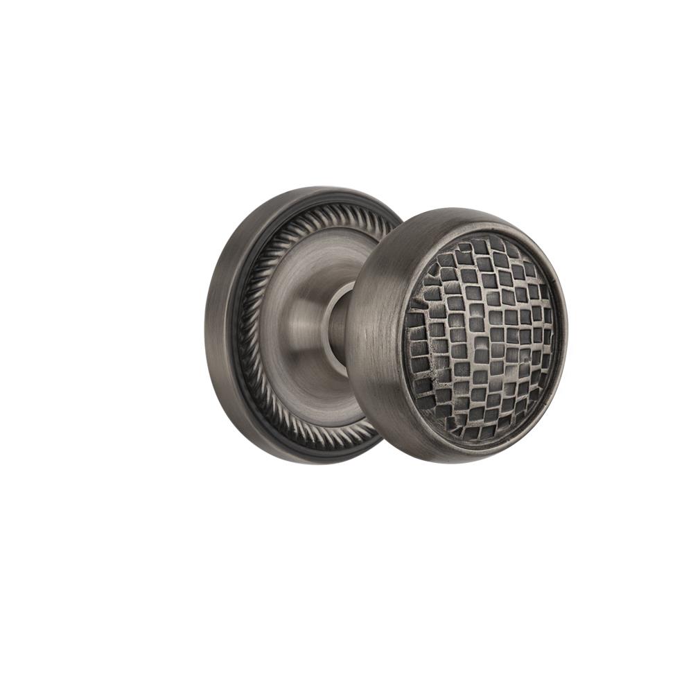 Nostalgic Warehouse ROPCRA Privacy Knob Rope Rosette with Craftsman Knob in Antique Pewter